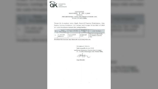 OJK Resmi Cabut Izin Usaha AXA Life Indonesia