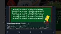 Kane dan Lamela diingatkan bahwa curang adalah perbuatan yang salah. Bart Simpson yang mengingatkan. (Foto: dok.Twitter)