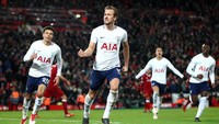 Harry Kane punya peluang menjadi topskorer sepanjang masa Derby London Utara. Masih berusia muda, dia kini tercatat sudah enam kali bikin gol ke gawang Arsenal. (Clive Brunskill/Getty Images)
