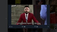 Giroud pun disebut sudah menyesal pindah ke klub London barat itu. (Foto: dok.Twitter)