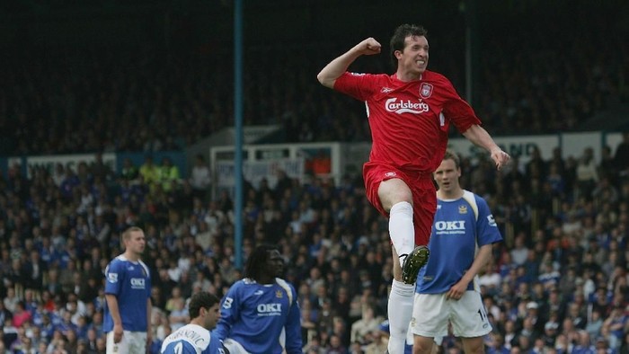 Robbie Fowler, 2006 PORTSMOUTH, UNITED KINGDOM - MAY 07: Robbie Fowler of Liverpool celebrates his goal during the Barclays Premiership match between Portsmouth and Liverpool at Fratton Park on May 7, 2006 in Portsmouth, England. (Photo by Ben Radford/Getty Images)