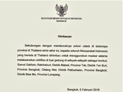 Polusi Udara di Thailand Memburuk, WNI Diimbau Pakai Masker