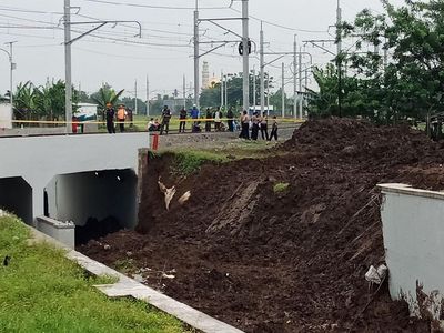 Foto: Posisi Underpass yang Longsor dan Rel Kereta Bandara Soetta