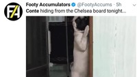 Conte juga pasti ketakutan saat dimintai pertanggung jawabannya atas laju buruk Chelsea oleh manajemen klub. Main petak umpet, Conte? (Foto: Twitter @FootyAccums)