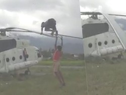 Kemenhub Jelaskan Viral Anak Papua Main Ayunan di Baling-baling Heli