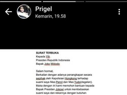 Begini Isi Surat Terbuka Istri Pelawak Percil untuk Presiden
