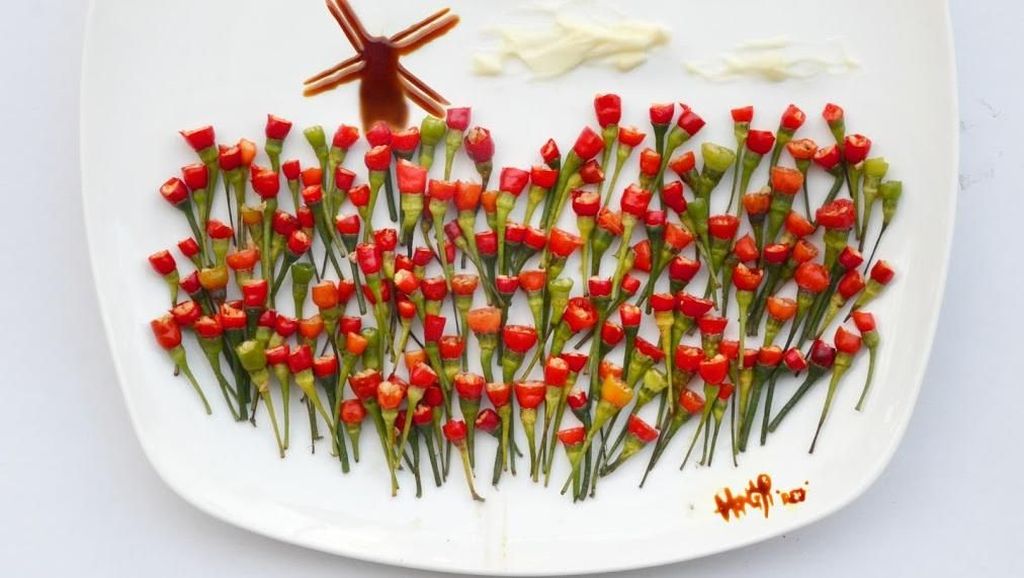 Unik! Kebun Tulip hingga Petronas Tower Dilukis dengan Makanan di Atas Piring Unik! Kebun Tulip hingga Petronas Tower Dilukis dengan Makanan di Atas Piring