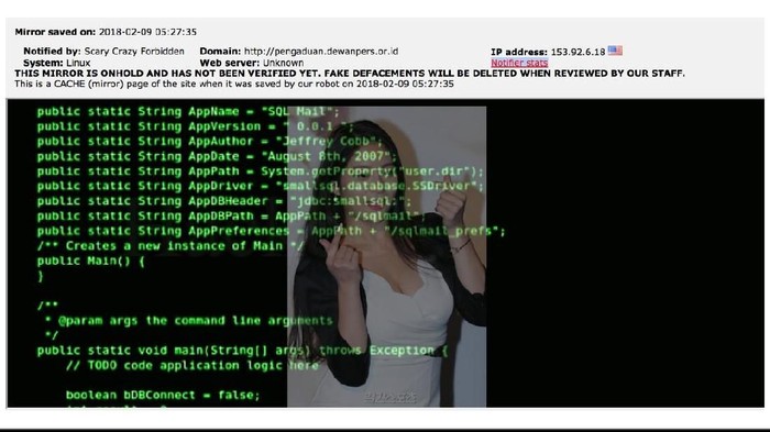 Foto: Screenshoot situs Dewan Pers yang diretas Foto: Screenshoot situs Dewan Pers yang diretas