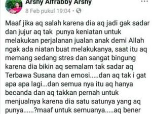 Pria yang Jual Anak Rp 30 Juta di Medsos Minta Maaf Pria yang Jual Anak Rp 30 Juta di Medsos Minta Maaf