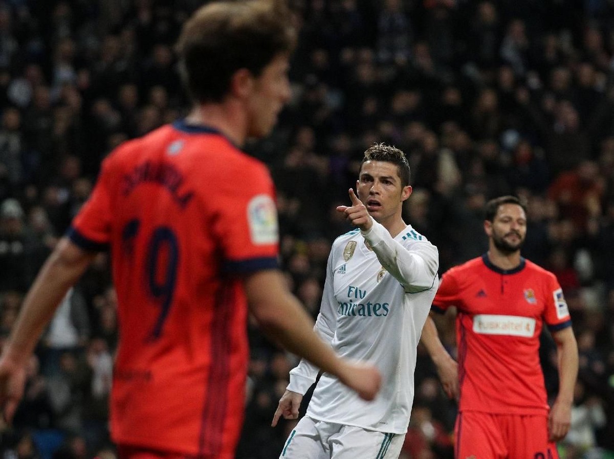Cristiano Ronaldo membukukan hat-trick saat Real Madrid mengalahkan Real Sociedad. (Foto: Sergio Perez/Reuters)