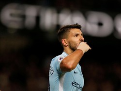 Dalam data Opta, penyerang Manchester City, Sergio Aguero, berada di peringkat ke-10 dengan total bikin 30 gol dari 39 laga. (Foto: Andrew Yates/Reuters)