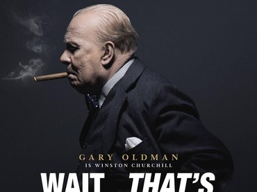 Poster Darkest Hour diubah menjadi bagaimana publik terkejut dengan penampilan Gary Oldman. (Dok. Schiznit)