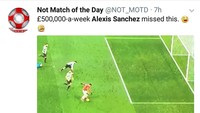 Sudah dibayar mahal tapi tidak bisa bikin gol jarak dekat. Momen yang lucu sekaligus menyedihkan bagi fans MU. (Foto: Twitter @NOT_MOTD)