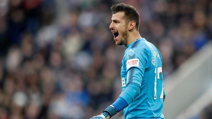 Soccer Football - Premier League - Newcastle United vs Manchester United - St James' Park, Newcastle, Britain - February 11, 2018   Newcastle United's Martin Dubravka reacts   Action Images via Reuters/Carl Recine    EDITORIAL USE ONLY. No use with unauthorized audio, video, data, fixture lists, club/league logos or 