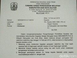Dinas Pendidikan Blitar Larang Pelajar Rayakan Valentine Day