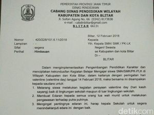 Dinas Pendidikan Blitar Larang Pelajar Rayakan Valentine Day Dinas Pendidikan Blitar Larang Pelajar Rayakan Valentine Day