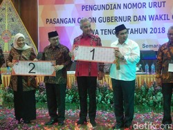 Nomor Urut Pilgub Jateng: Ganjar-Yasin No 1 dan Sudirman-Ida No 2