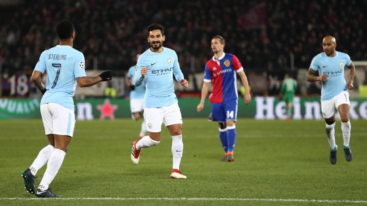 Gelandang Man City Ilkay Guendogan mencetak dua gol ke gawang Basel (Catherine Ivill/Getty Images)