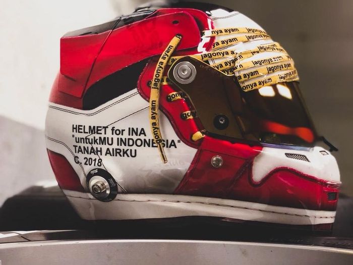 Helm Sean Gelael untuk kompetisi F2 2018 (dok.Sean Gelael) Helm Sean Gelael untuk kompetisi F2 2018 (dok.Sean Gelael)