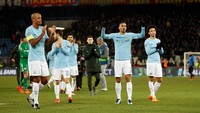 Kemenangan telak ini menempatkan satu kaki City di babak perempatfinal. City akan gantian jadi tuan rumah di leg kedua pada 7 Maret mendatang.  Foto: Andrew Boyers/Action Images via Reuters