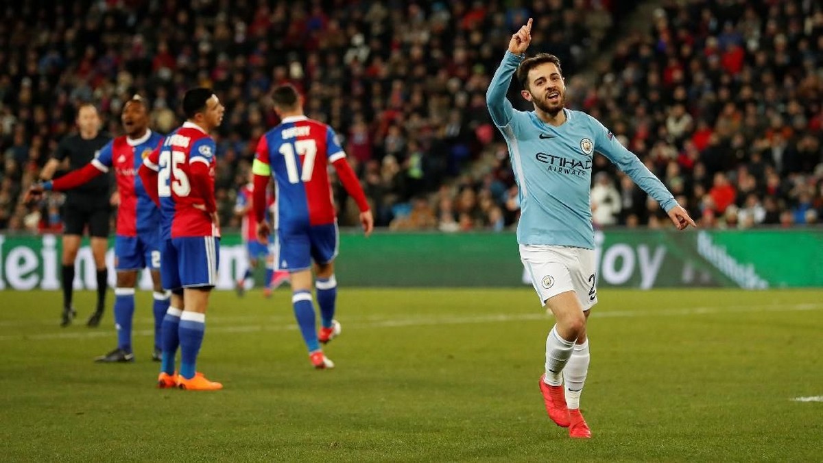 Bernardo Silva mencetak gol kedua Man City ke gawang Basel (Andrew Boyers/Action Images via Reuters)
