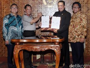 Polri, DPR, MPR dan DPD Teken MoU Keamanan Kompleks Parlemen