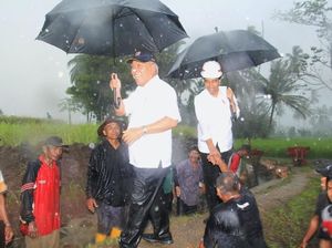 Gaya Jokowi Cek Program Padat Karya Tunai di Musim Hujan