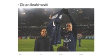 Eks penyerang PSG, Zlatan Ibrahimovic, bahkan sampai mengidolakan Ronaldo. Eh tunggu, itu sih Ronaldo dari Brasil. (Foto: Twitter @Footballtrolls)