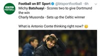 Tak cuma Bathsuayi, Charly Musonda juga oke usai dipinjamkan ke Celtic, dengan mencetak gol kemenangan atas Zenit St. Petersburg di leg pertama 32 besar Liga Europa dini hari tadi. Garuk-gara kepala deh Conte. (Foto: Twitter @btsportfootball) Tak cuma Bathsuayi, Charly Musonda juga oke usai dipinjamkan ke Celtic, dengan mencetak gol kemenangan atas Zenit St. Petersburg di leg pertama 32 besar Liga Europa dini hari tadi. Garuk-gara kepala deh Conte. (Foto: Twitter @btsportfootball)