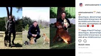 Atletico Madrid memunculkan adegan video tiga pemain bintangnya, Saul Niguez, Jose Gimenez, dan Yannick Carrasco, yang sedang main bareng anjing peliharaan mereka sebelum memberikan ucapan selamat Imlek. (Foto: Instagram)