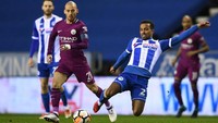 City dijamu Wigan pada pertandingan babak kelima Piala FA di DW Stadium, Selasa (20/2/2018) dinihari WIB. Foto: Michael Regan/Getty Images
