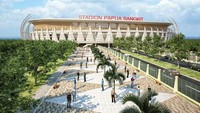 Stadion ini akan memiliki desain seperti cangkang ukiran khas Papua berbentuk segitiga yang mengelilingi bangunan stadion. (Instagram @stadionpapuabangkit)