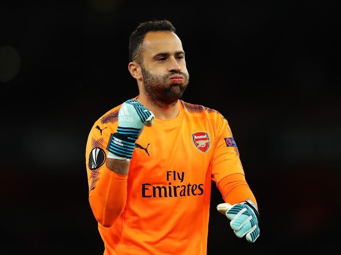 LONDON, ENGLAND - SEPTEMBER 14:  David Ospina of Arsenal celebrates after Hector Bellerin of Arsenal scored the 3rd arsenal goal during the UEFA Europa League group H match between Arsenal FC and 1. FC Koeln at Emirates Stadium on September 14, 2017 in London, United Kingdom.  (Photo by Richard Heathcote/Getty Images)