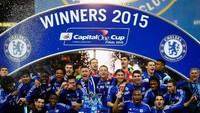 Chelsea jadi tim kedua dengan trofi terbanyak di Piala Liga Inggris yakni lima trofi. Kali terakhir juara pada tahun 2015 mengalahkan Tottenham di final. (Getty Images)