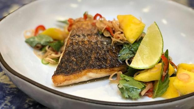 Baja stripe bass with sambal matah