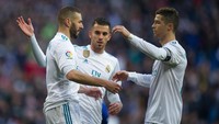 Trio BBC sudah lama tak merayakan gol secara bergantian dalam satu laga. Terakhir mereka mencatatkan gol bersama pada April 2016, atau nyaris dua tahun. (Foto: Denis Doyle/Getty Images)