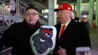 Foto: Kemunculan Kim Jong Un dan Trump KW di Penutupan Olimpiade