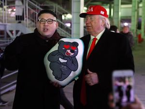 Foto: Kemunculan Kim Jong Un dan Trump KW di Penutupan Olimpiade
