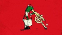 Bahkan, Gunnersaurus--maskot Arsenal--sampai mau bunuh diri gara-gara timnya kalah di final Piala Liga Inggris. (Foto: Twitter)