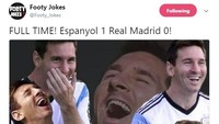 Bintang Barcelona, Lionel Messi, juga digambarkan ikut menertawakan kekalahan Madrid. (Foto: Twitter)