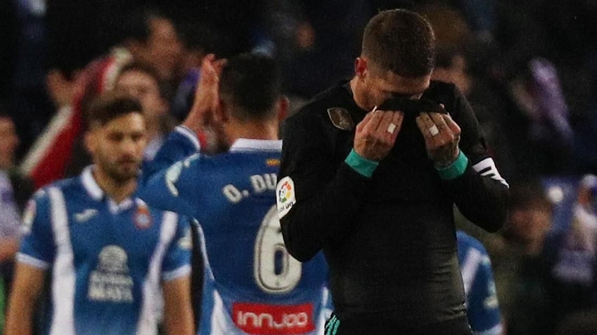 Real Madrid saat dikalahkan Espanyol di La Liga pada Februari lalu. (Foto: Sergio Perez/Reuters)