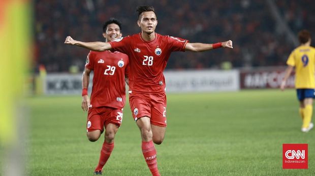 Rezaldi Hehanusa menyumbang satu dari empat gol kemenangan Persija atas Tampines Rovers (4-1). (