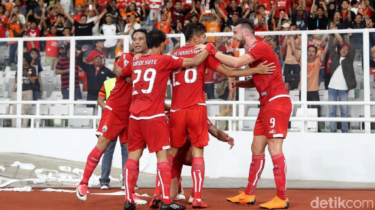 Persija saat menang 4-1 atas Tampines Rovers di partai kedua Piala AFC 2018 (Foto: Grandyos Zafna)