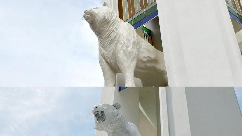 Before-After Tugu Patung Maung Bandung yang Disebut Mirip Anjing Laut Before-After Tugu Patung Maung Bandung yang Disebut Mirip Anjing Laut