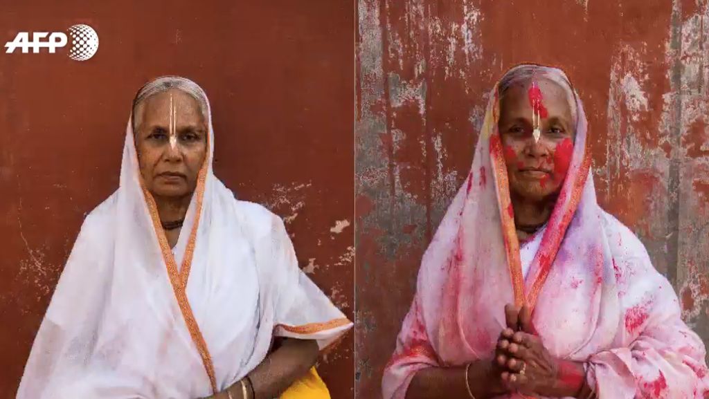 Before-After Kaum Janda yang Ikuti Festival Warna di India Utara