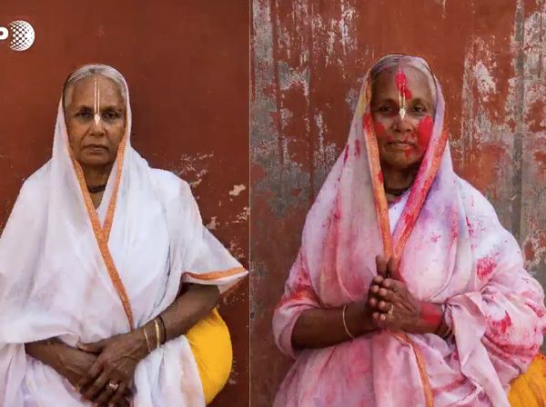 Before-After Kaum Janda yang Ikuti Festival Warna di India Utara