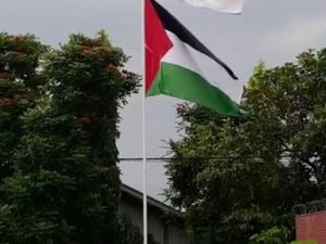 Akhir Aksi Hendry Pasang Bendera Merah Putih dan Palestina di 1 Tiang Akhir Aksi Hendry Pasang Bendera Merah Putih dan Palestina di 1 Tiang
