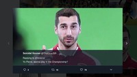 Pierre-Emerick Aubameyang memang mencetak gol. Dia juga tak lepas dari ejekan dengan ditawari Henrikh Mkhitaryan bermain di Divisi Championship. (Foto: dok.Twitter)