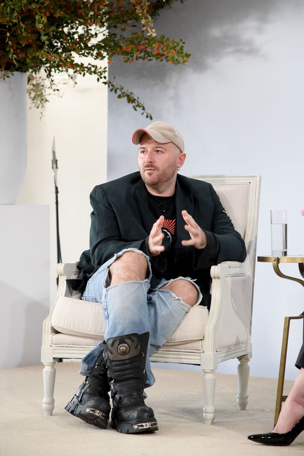 NEW YORK, NY - OCTOBER 12:  Balenciaga Creative Director Demna Gvasalia speaks onstage during Vogue's Forces of Fashion Conference at Milk Studios on October 12, 2017 in New York City.  (Photo by Dimitrios Kambouris/Getty Images)