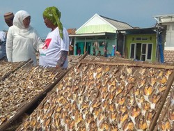 Datangi Kampung Nelayan, Khofifah Borong Ikan Asin